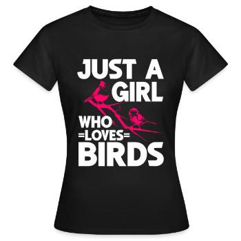 Observation des oiseaux Mignon Amoureux des oiseaux - T-shirt Femme - noir - Devant - AI Model Female 172 dark (172cm)