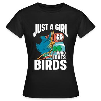 Observation des oiseaux Mignon Amoureux des oiseaux - T-shirt Femme - noir - Devant - AI Model Female 172 dark (172cm)