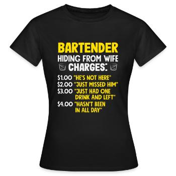 Bartender Versteckt Sich Vor Der Frau - Frauen T-Shirt - Schwarz - Vorne - AI Model Female 172 dark (172cm)