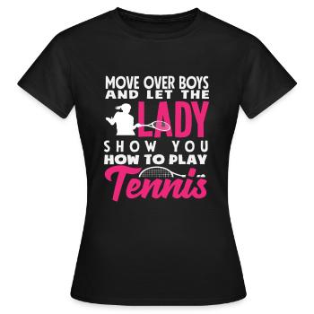 Tennis Spieler Lass Die Dame Zeigen - Frauen T-Shirt - Schwarz - Vorne - AI Model Female 172 dark (172cm)