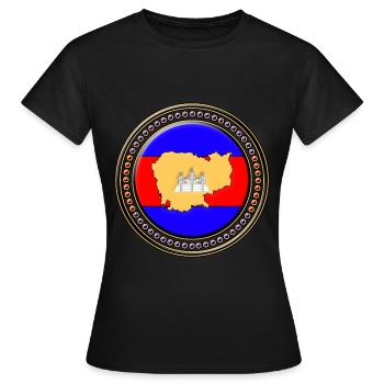 Kambodscha Flagge Landkarte - Frauen T-Shirt - Schwarz - Vorne - AI Model Female 172 dark (172cm)