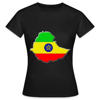Ethiopia Ethiopia flag map - Women's T-Shirt - black - Front - AI Model Female 172 dark (172cm)