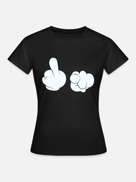 Fick dich Stinkefinger Mittelfinger - Frauen T-Shirt - Schwarz