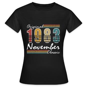 Novembre 1983 Anniversaire Novembre 1983 Novembre - T-shirt Femme - noir - Devant - AI Model Female 172 dark (172cm)