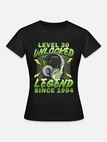 Level 30 Unlocked 30. Geburtstag Gamer 1994 - Dame-T-shirt - sort