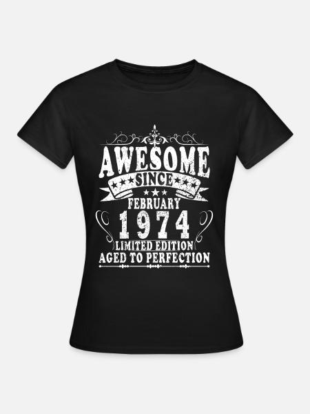 50. Geburtstag Februar 1974 Vintage - Dame-T-shirt - sort