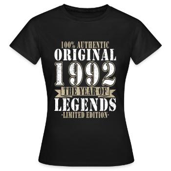 Legende 1992 - Jahrgang 1992 - Baujahr 1992 - Frauen T-Shirt - Schwarz - Vorne - AI Model Female 172 dark (172cm)
