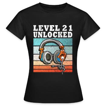 Level 21 Unlocked - Women's T-Shirt - black - Front - AI Model Female 172 dark (172cm)