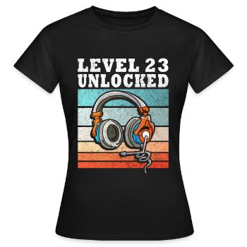 Level 23 Unlocked - Women's T-Shirt - black - Front - AI Model Female 172 dark (172cm)