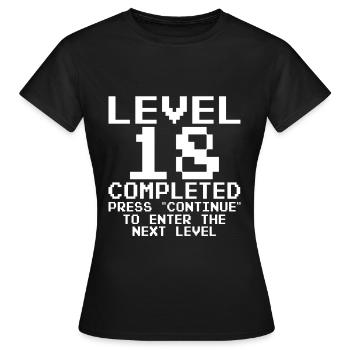 18 Geburtstag Gamer Level 18 completed Geschenk - Frauen T-Shirt - Schwarz - Vorne - AI Model Female 172 dark (172cm)