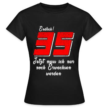Enfin 35 - Grandir - citation d’anniversaire - T-shirt Femme - noir - Devant - AI Model Female 172 dark (172cm)