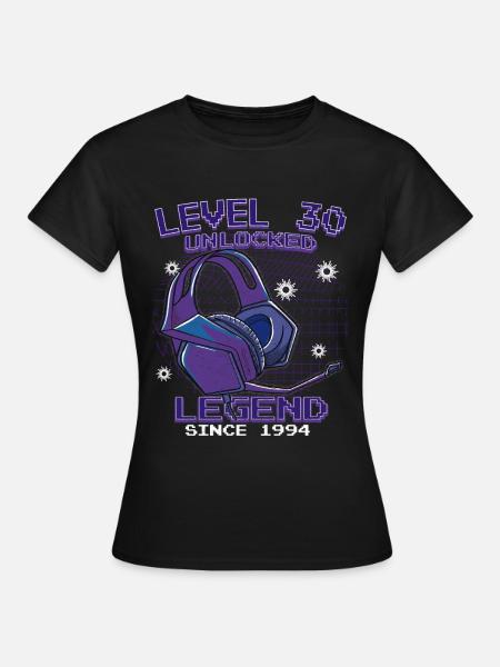 Niveau 30 Débloqué 30e Cadeau d’anniversaire Gamer - T-shirt Femme - noir