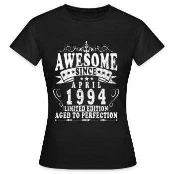 Avril 1994 Anniversaire Avril 1994 Avril - T-shirt Femme - noir - Devant - AI Model Female 172 dark (172cm)