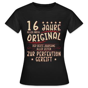 16. Geburtstag Mann Frau 16 Jahre Spruch Lustig - Frauen T-Shirt - Schwarz - Vorne - AI Model Female 172 dark (172cm)