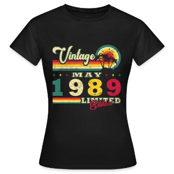 Mai 1989 Geburtstagsgeschenk Mai 1989 Mai - Frauen T-Shirt - Schwarz - Vorne - AI Model Female 172 dark (172cm)