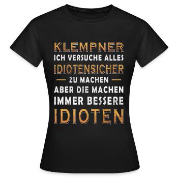 Klempner Installateur Gas Wasser Anlagenmechaniker - Frauen T-Shirt - Schwarz - Vorne - AI Model Female 172 dark (172cm)