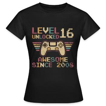 Niveau 16 Débloqué 16. - T-shirt Femme - noir - Devant - AI Model Female 172 dark (172cm)