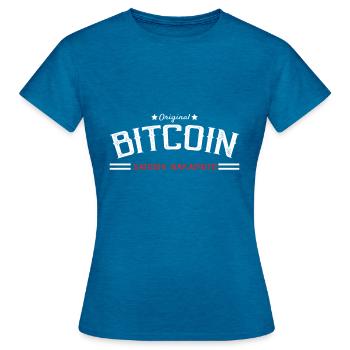 Satoshi Nakamoto Blockchain Bitcoin - Frauen T-Shirt - Antikblaues Saphir meliert - Vorne - AI Model Female 172 dark (172cm)