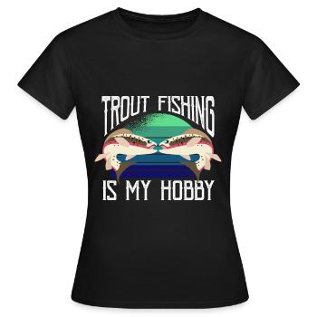 Truite Pêche Pêcheur Pêcheur Pêche - T-shirt Femme - noir - Devant - AI Model Female 172 dark (172cm)