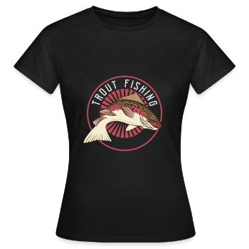 Truite Pêche Pêcheur Pêcheur Pêche - T-shirt Femme - noir - Devant - AI Model Female 172 dark (172cm)