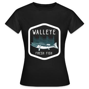 Zander T-Shirt Pêcheur Pêche en haute mer Zanderstorm - T-shirt Femme - noir - Devant - AI Model Female 172 dark (172cm)