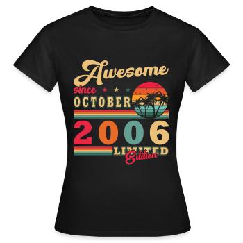 18. Geburtstag Vintage Oktober 2006 Jahrgang 06 - Frauen T-Shirt - Schwarz - Vorne - AI Model Female 172 dark (172cm)