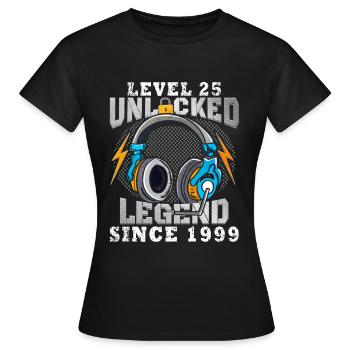 25. Geburtstag Level 25 unlocked - Frauen T-Shirt - Schwarz - Vorne - AI Model Female 172 dark (172cm)