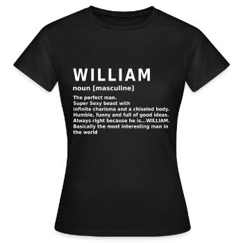 William Name Gift - Women's T-Shirt - black - Front - AI Model Female 172 dark (172cm)