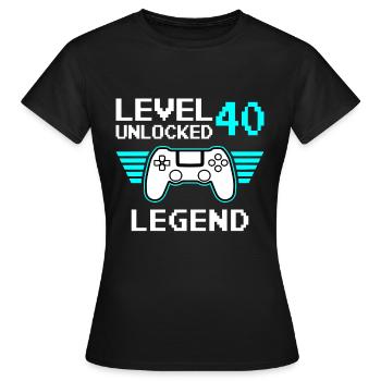 Niveau 40 débloqué - 40 ans Anniversaire du joueur - T-shirt Femme - noir - Devant - AI Model Female 172 dark (172cm)