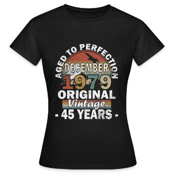 Décembre 1979 anniversaire Décembre 1979 Décembre - T-shirt Femme - noir - Devant - AI Model Female 172 dark (172cm)