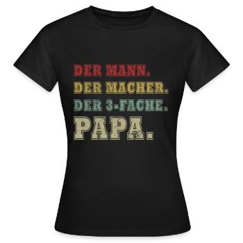 Papa 3 Kinder stolzer Vater 3 Kinder dreifacher - Frauen T-Shirt - Schwarz - Vorne - AI Model Female 172 dark (172cm)