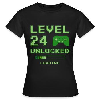 Niveau 24 Débloqué Cadeau d’anniversaire 24 ans - T-shirt Femme - noir - Devant - AI Model Female 172 dark (172cm)