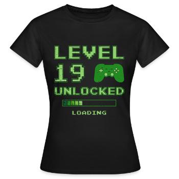19e anniversaire Niveau 19 débloqué - T-shirt Femme - noir - Devant - AI Model Female 172 dark (172cm)