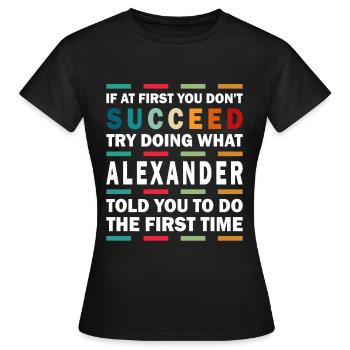 Conception du nom Alexander - T-shirt Femme - noir - Devant - AI Model Female 172 dark (172cm)