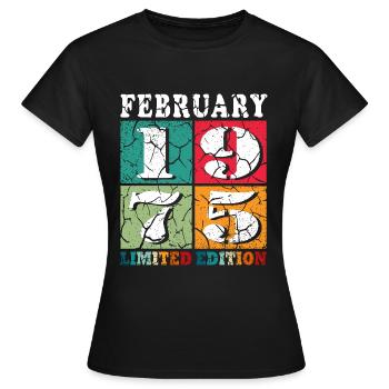 Février 1975 Jubilé Février 1975 Février - T-shirt Femme - noir - Devant - AI Model Female 172 dark (172cm)