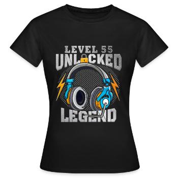 Level 55 freigeschaltet 55. Geburtstag Spieler 55 - Frauen T-Shirt - Schwarz - Vorne - AI Model Female 172 dark (172cm)