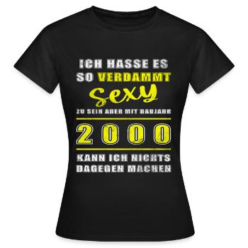 2000 - Jahrgang 2000 - Baujahr 2000 - Frauen T-Shirt - Schwarz - Vorne - AI Model Female 172 dark (172cm)