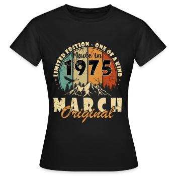 March 1975 March Anniversary March 1975 - Women's T-Shirt - black - Front - AI Model Female 172 dark (172cm)