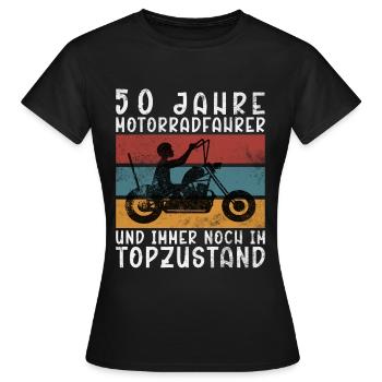 50 Geburtstag Mann Biker 50 Jahre Motorrad - Frauen T-Shirt - Schwarz - Vorne - AI Model Female 172 dark (172cm)