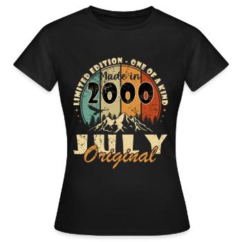 July 2000 Birthday July 2000 July - Women's T-Shirt - black - Front - AI Model Female 172 dark (172cm)