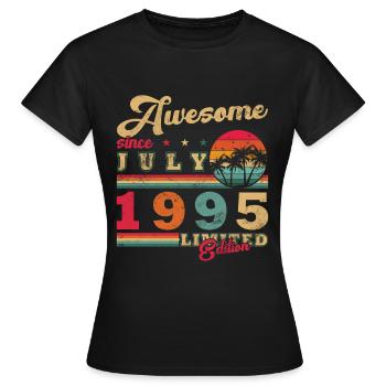 Juillet 1995 Vintage Rétro Cadeau d’Anniversaire - T-shirt Femme - noir - Devant - AI Model Female 172 dark (172cm)