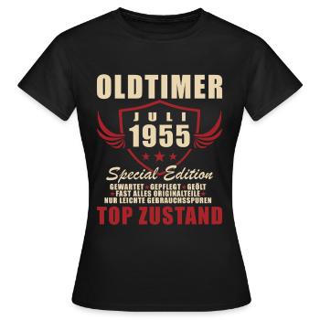 70. Geburtstag Oldtimer Juli Jahrgang 1955 - Frauen T-Shirt - Schwarz - Vorne - AI Model Female 172 dark (172cm)