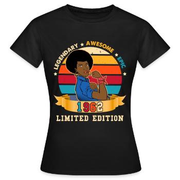 Woman Afro Geburtstag 1983 vintage Strong Woman - Frauen T-Shirt - Schwarz - Vorne - AI Model Female 172 dark (172cm)