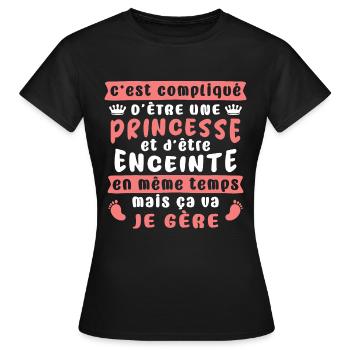 femmes enceintes cadeau humoristique,future maman - T-shirt Femme - noir - Devant - AI Model Female 172 dark (172cm)