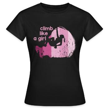 Kletter T Shirt Damen Frau Geschenkidee - Frauen T-Shirt - Schwarz - Vorne - AI Model Female 172 dark (172cm)
