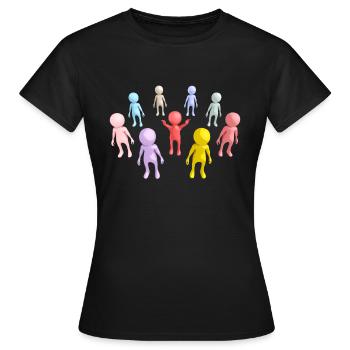 Groupe avec figures 3D - T-shirt Femme - noir - Devant - AI Model Female 172 dark (172cm)