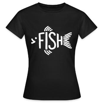 Fish Bone Skeleton Herringbone Fishing - Women's T-Shirt - black - Front - AI Model Female 172 dark (172cm)