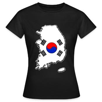Südkorea Flagge Landkarte - Frauen T-Shirt - Schwarz - Vorne - AI Model Female 172 dark (172cm)