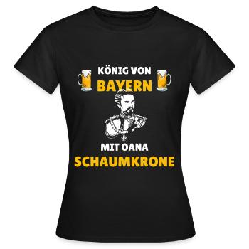 König von Bayern - Ludwig Spruch mit Bier Motiv - Frauen T-Shirt - Schwarz - Vorne - AI Model Female 172 dark (172cm)