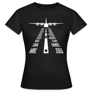 C-130 Hercules Pilot Phonetische Landebahn Fliegen - Frauen T-Shirt - Schwarz - Vorne - AI Model Female 172 dark (172cm)